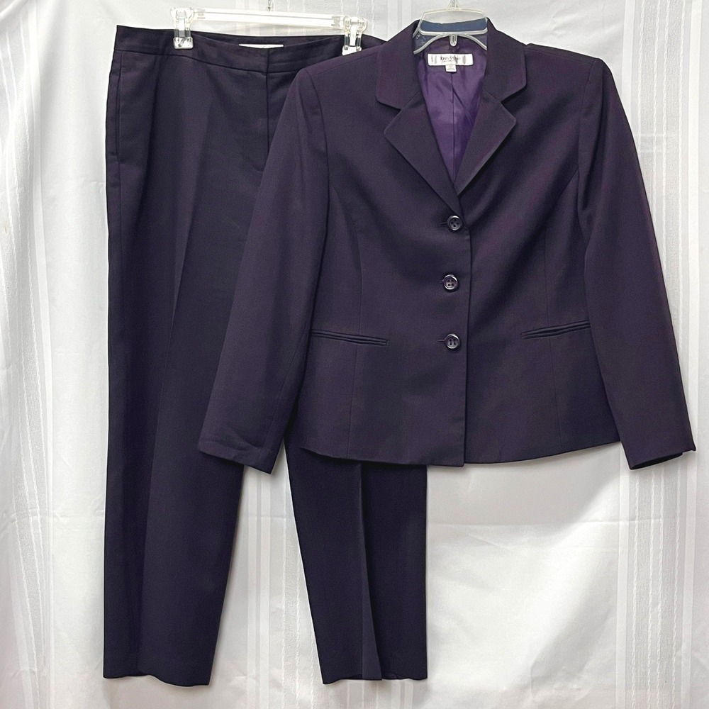 Jones Purple Eggplant 2 Pc Pant Suit Set Women 16P Office Career Tailored Preppy